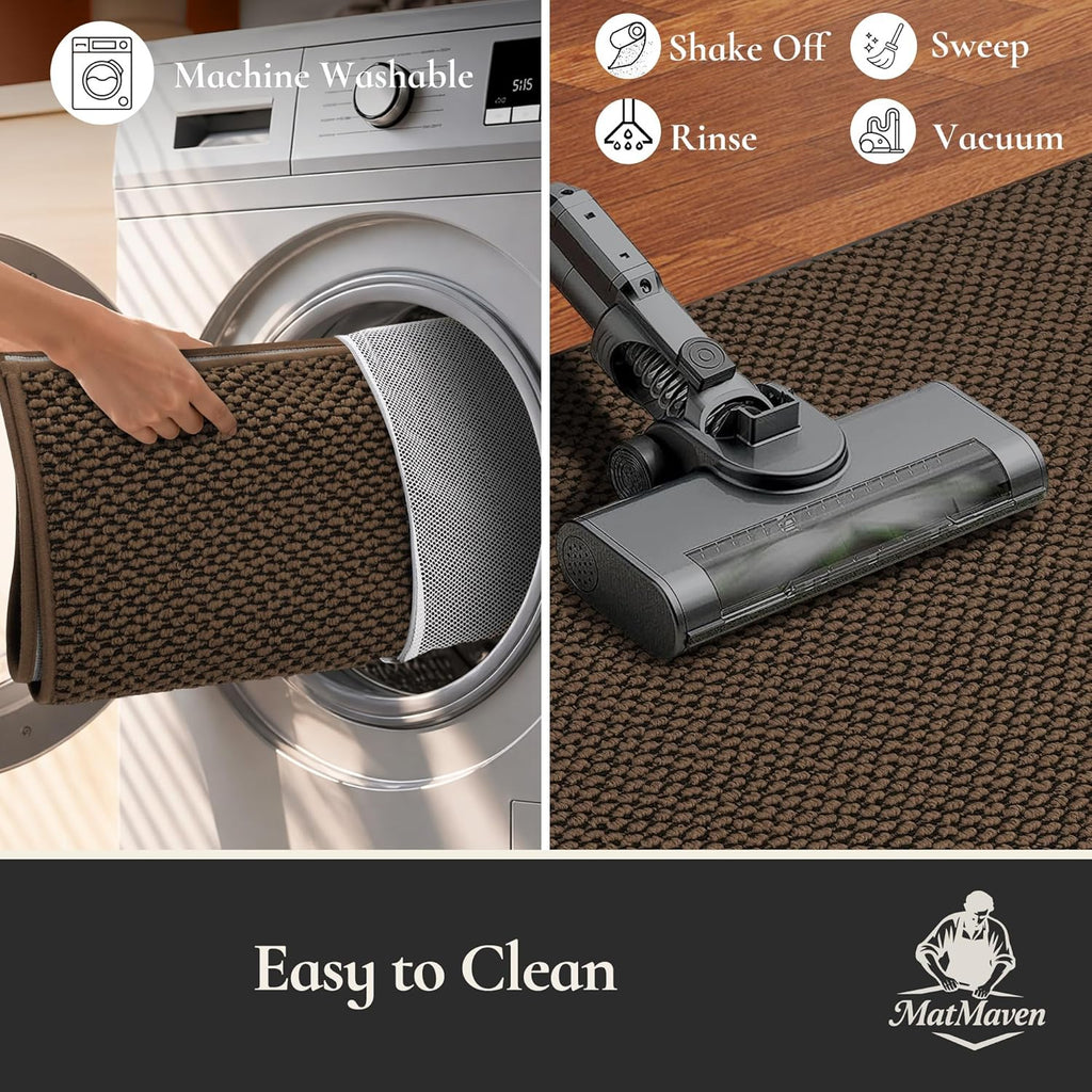 Dirt Trapper Door Mat 24"x 36", Non Slip Washable Doormat, Stain Resist and Absorbent Welcome Mat, Dog Door Mats,Low Profile Entrance Floor Mats for Front Back Door,Brown