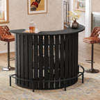 4-Tier Bar Table, 39.4" H Home Bar Unit with Footrest, Arc-Shaped Mini Bar Table, Modern Wine Bar Cabinet for Home Pub, Living Room, Black