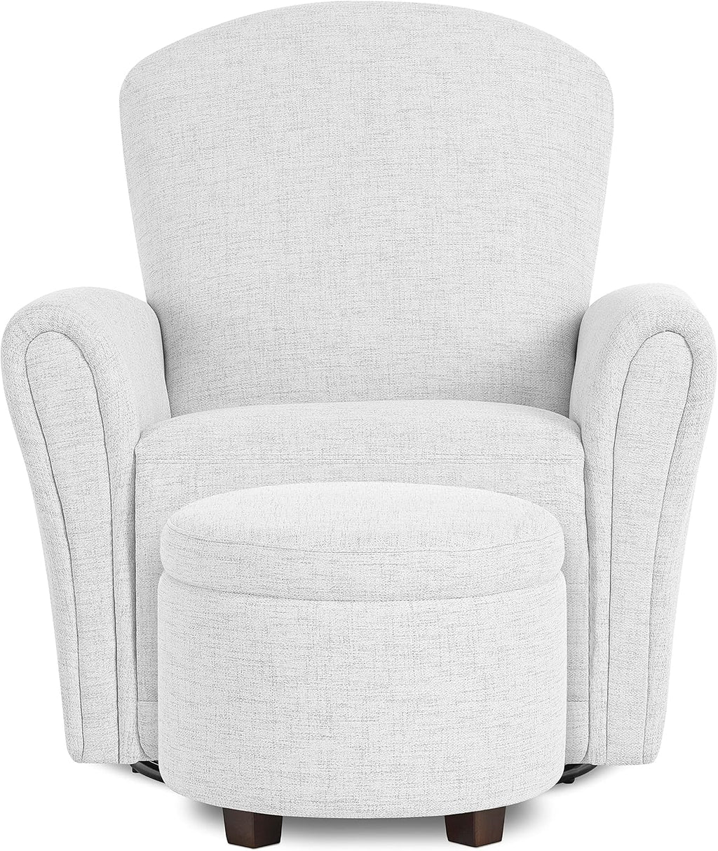 Evolur Vienna Swivel Glider with Ottoman, 360° Swivel, Without Nailhead Trim, Greenguard Gold & FSC-Certified, Nursery Chair in Fog Grey