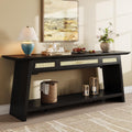 iPormis 70.9 Inches Rattan Entryway Table with Drawer, Narrow Long Console Table Behind Sofa, Modern Entry Accent Hallway Table for Living Room, Behind Couch, Entrance, Black