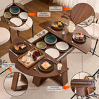 ClinQ 43.3-59in Extendable Round Room Dining Table for 4-6, Modern Kitchen Oval Dining Room Table, Removable Leaves Space Saving, Wooden Base Storage Shelf, Kitchen, Living Room, Dining Room, LWalnut