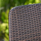 Christopher Knight Home Torrey Outdoor Wicker Barstools with Iron Frame, 2-Pcs Set, Multibrown / Black Copper