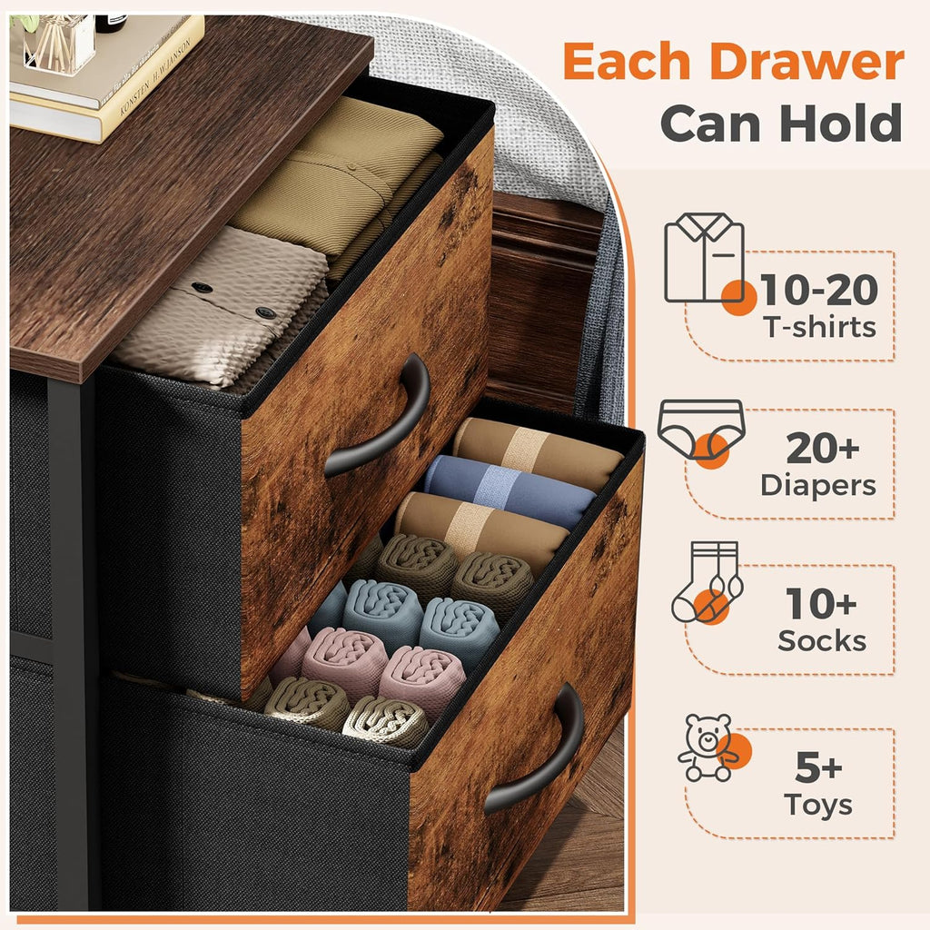 Sweetcrispy Nightstand Set of 2 with 2 Storage Drawers, Small Bedside Table | Small Dresser with Sturdy Wooden Top for Daily Essentials, Compact Nightstand for Bedroom, Closet and Small Spaces