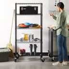 Amazon Basics 5-Shelf Heavy Duty Garage Shelving Storage Rack with 4" Wheel Casters, Adjustable Metal Wire Organizer, 300 lbs Per Shelf, 30" x 14" x 64.75", Black