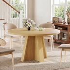 iPormis 47-Inch Round Dining Table for 4-6 People, Modern Wooden Kitchen Table for Dining Room, Farmhouse Circle Dinner Tables Furniture for Kitchen Living Room, Natural