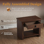 COZAYH Fully Assembled Nightstand, Pine Wood Bedside Table with Drawer & Storage Shelf, Modern Wooden End Table for Small Spaces Bedroom Living Room, Natural Wood