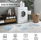 Coastal Runner Rug 2x6 for Hallway Blue Nautical Beach Decor Kitchen Throw Carpet Ultra Thin Non Slip Washable Fur Area Rug Mat for Entryway Laundry Bedroom Living Room (Blue, 24×72in)