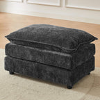 35'' Cloud Chenille Ottoman for Bedroom, Living Room and Entryway (Grey) | Bedroom