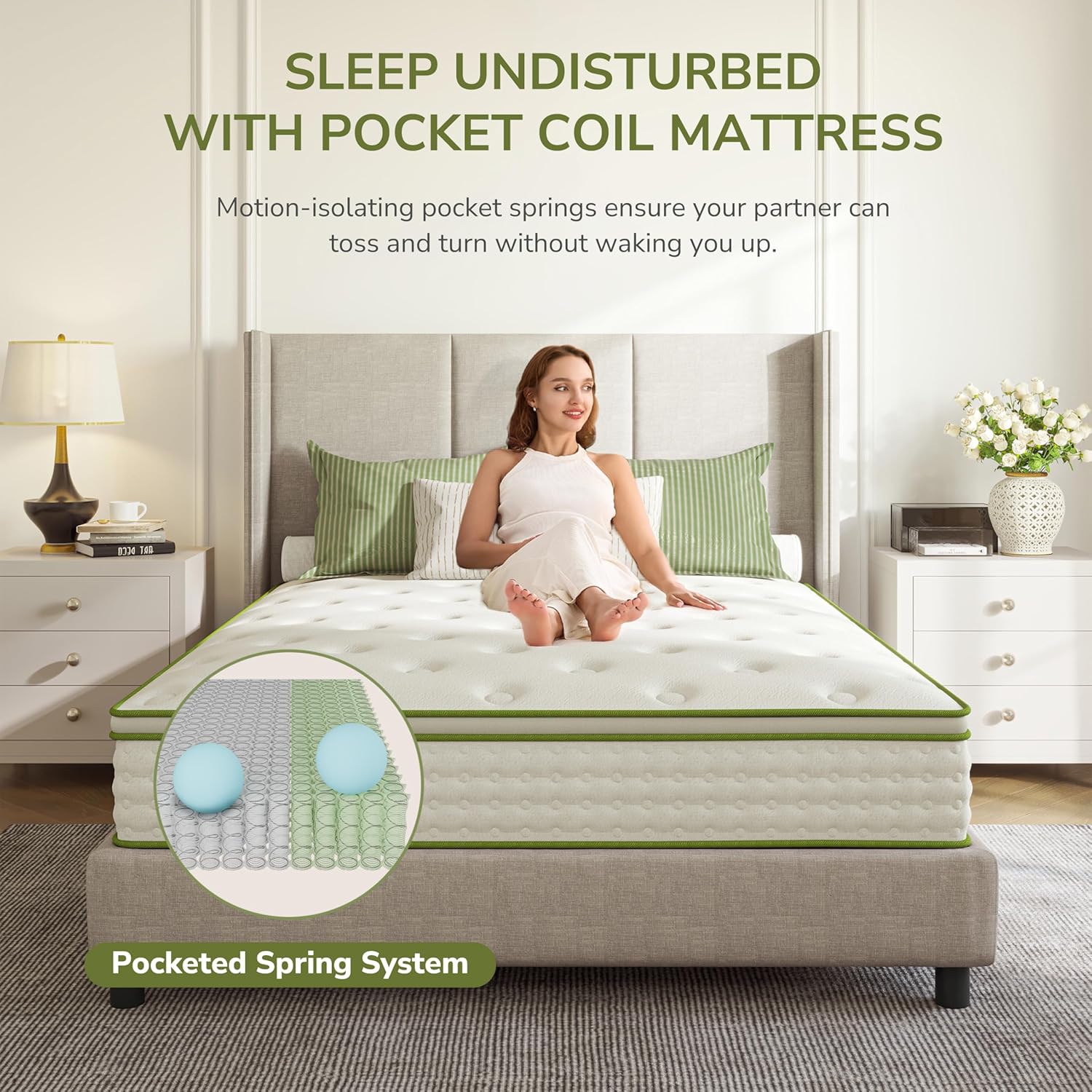 Queen Mattress, 12 Inch Medium Firm Hybrid Mattress in a Box, Motion Isolation, Reinforced Edge Support, Fiberglass-Free, Pressure Relief, CertiPUR-US Certified