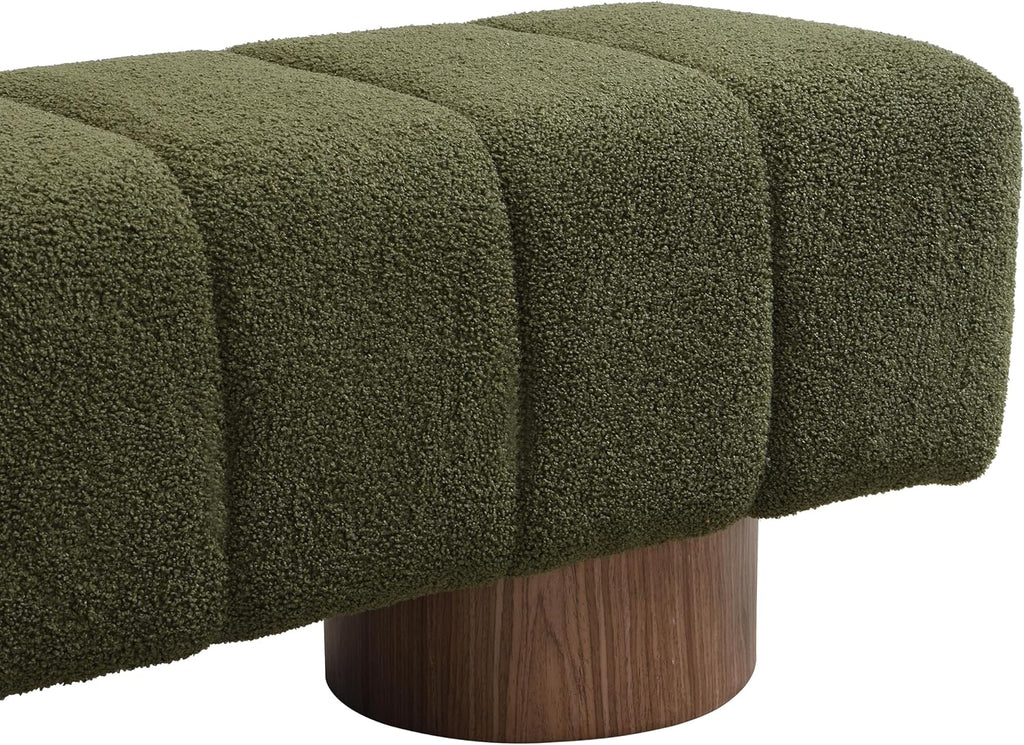 Christopher Knight Home Manila 50" Boucle Fabric Dining Bench, Rectangular Upholstery Ottoman Bench, Bedroom End of Bed Footstool, Living Room Extra Seat Footrest, No Assembly Needed, Jungle Green