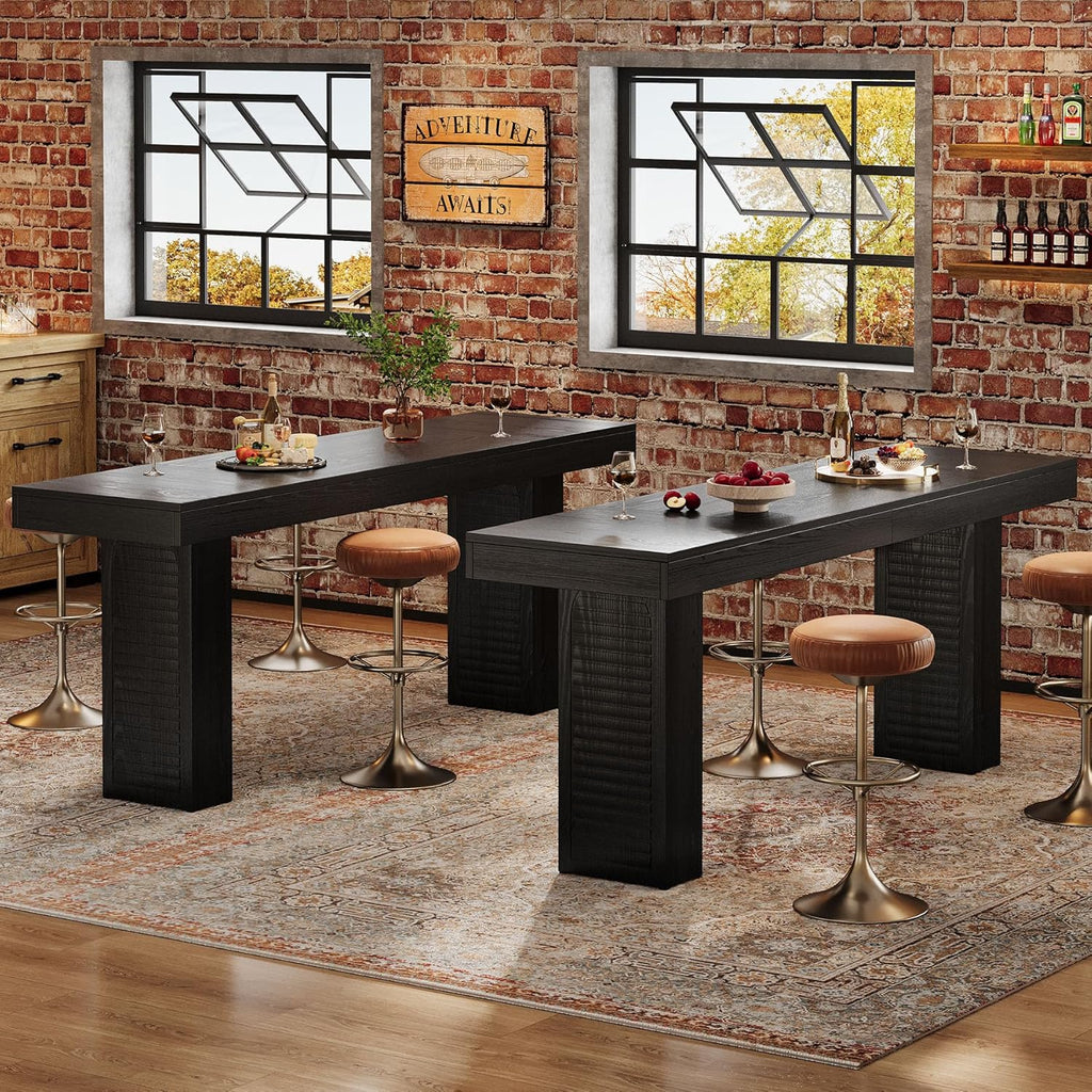 Tribesigns 70.9" Extra Long Bar Table, Rectangular Counter Height Pub Table, Modern Farmhouse Bar Height Table Home Bar Units for Kitchen Island, Bistro, Black