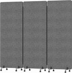 Soundproof Room Divider 3 Panels Rolling Room Divider with Wheels,Office Partitions Portable Wall, Freestanding Folding Partition Privacy Screens for Home, Office,Bedroom,Hospital,72x66in Dark Gray