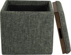 HomePop Home Decor Storage Ottoman with Tray Top|Upholstered Modern Square Storage Ottoman with Storage for Living Room & Bedroom, Green Clover Fabric