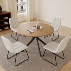 HIPIHOM Faux Leather Dining Chairs Set of 4, Modern Upholstered Kitchen Chairs with Curved Backrest and Metal Legs, PU Leather Dining Room Chairs for Kitchen Living Dining Room Set of 4 White