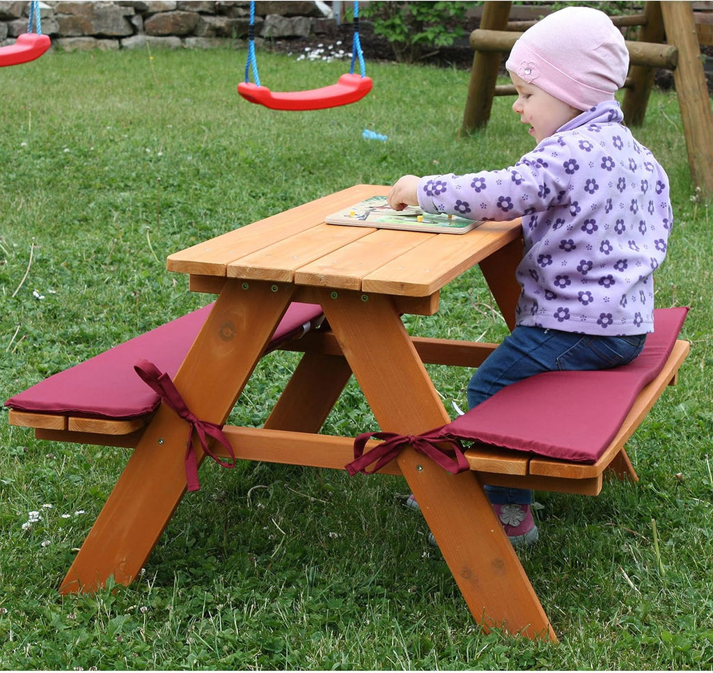 HABAU Childrens Picnic Bench with Padded Pad 89 x 79 x 50 cm Brown