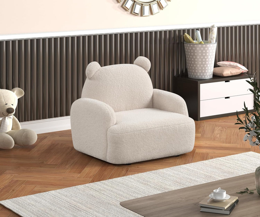 25.5" W Beige Sherpa Bear Shaped Armchair