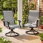NUU GARDEN Patio Swivel Chairs Set of 2, Outdoor Dining Chairs | Breathable Textilene seats with smooth 360° swivel motion, ergonomic high-back design and durable powder-coated steel frame