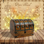 Yonune Birsppy Aeiniwer IOTC Kids Pirate Treasure Chest Made of Solid Wood Medium Antique Storage Decorative Loot Chest Pirate Party, 8" x 6" x 6"