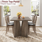 GarveeHome 70.9'' Rectangular Dining Table for 6-8, Wooden Thickened Long Desk, Farmhouse Kichen Table with Sturdy Frame and M-Shaped Legs, for Dining Room, Kitchen, Living Room, Office, Retro Brown