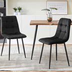 NORDICANA 5-Piece Dining Table Set, 47 in Modern Irregular Rectangle Kitchen Table & 4 Black Velvet Upholstery Side Chairs, Metal Legs, Dining Room Set for 4