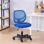 Amazon Basics Kids Adjustable Height Mesh Low-Back Swivel Desk Chair with Footrest, Rolling Study Chair, Armless, Blue