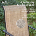 PHI VILLA Outdoor Swivel Bar Stools Set of 4, Counter Height Patio Chairs with Waterproof Textile Fabric Brown, Rustproof Metal Frame & Circular Footrest for Poolside, Garden, Yard