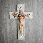 BC Catholic Holy Trinity Crucifix Wall Cross, 9.5" H Jesus Christ Inspirational Home Décor, Catholic Gifts, Religious Wall Sculpture handpainted by Buildclassic