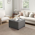 33x28x17inch 450lb Premium Quality Tufted Microfiber Storage Ottoman LiftTop Heavy Duty Metal Hinge Cherry FFor rame Charcoal