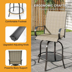 Outdoor Swivel Bar Stools Set of 2, Bar Height Patio Chairs with High Back & Armrest, All-Weather Textilene Fabric 360° Swivel Tall Barstools for Patio, Deck, Backyard, Garden