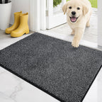 PURRUGS Dirt Trapping Door Mat 20" x 31.5", Non-Slip Machine Washable Entry Rug, Entrance Mat, Indoor Front Door Mat, Super Absorbent Entryway Rug for Muddy Shoes & Paws, Heathered Charcoal