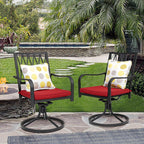 NUU GARDEN Patio Dining Chairs, Swivel Patio Chairs Set of 2 All-Weather Outdoor Rocker Chairs with Red Cushion for Outdoor Garden Lawn Backyard, Black