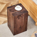Wood Grain Faux Marble Small Side Table for Small Spaces, Square MDF Modern Accent Nightstand Coffee Table End Table for Living Room Bedroom Home Office (Walnut)
