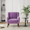 Velvet Accent Chair, Morden Upholstered Armchair for Living Room, Button Tufted Bedroom Side Reading Seat - Purple
