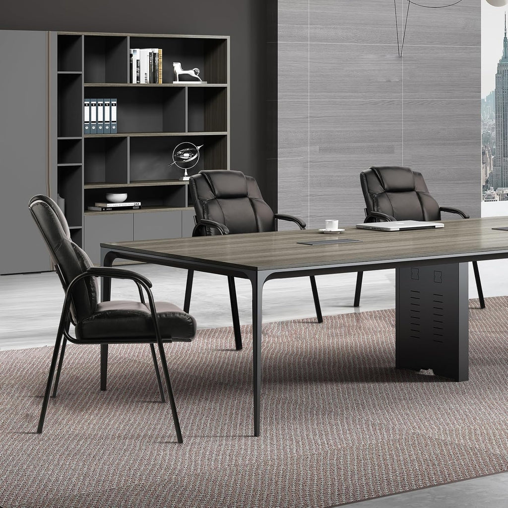 CLATINA Big & Tall 500 lb. Guest Chair, Leather Reception Chairs with Padded Arm Rest for Waiting Room Office Home and Meeting Conference-Black, 6 Pack