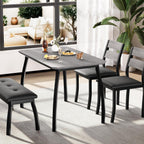 Kitchen Table Set for 4, 4-Piece Dining Table with 2 Chairs and PU Upholstered Bench - Cutting Corner Tabletop Design, Space-Saving Kitchen Furniture for Studio, Restaurant, Gray
