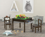 UTEX 2 in 1 Kids Construction Play Table and Chair Set with Storage Drawers | Wooden Kids Building & Activity Table with Storage, Water-based Paint Finish, Built in Plate Compatible with Lego and Duplo B
