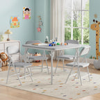 5 Piece Set Folding Card Table and Chairs, Portable Foldable Table with 2 PU Padded Chairs, Lightweight Dining Set for Indoor Outdoor, Camping, Parties, RV