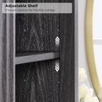 RedLemon Bathroom Wall Cabinet with Fluted Sliding Door, Modern Medicine Cabinet with Adjustable Shelf, Curved Profile Wall Mounted Storage Organizer, Dark Alder