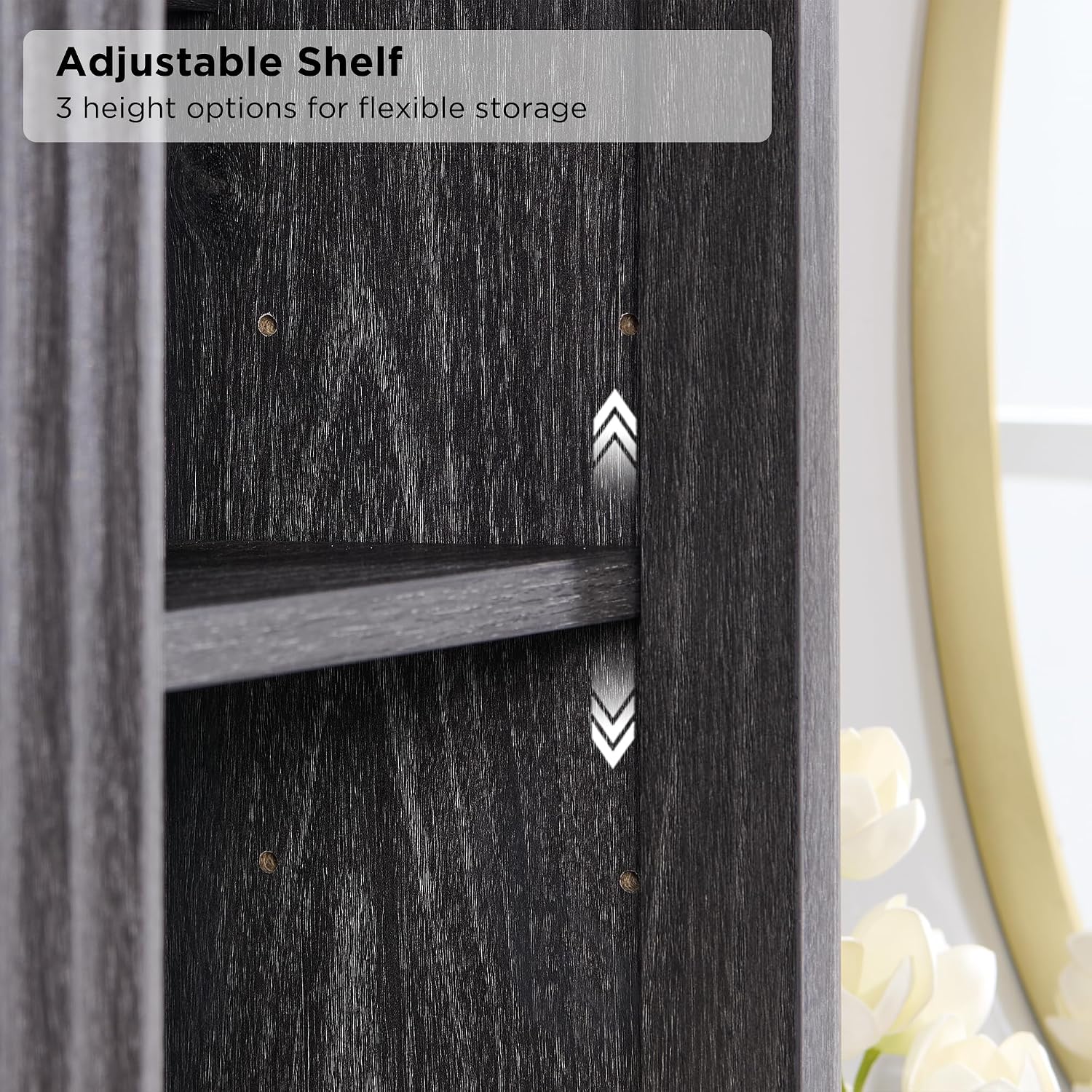RedLemon Bathroom Wall Cabinet with Fluted Sliding Door, Modern Medicine Cabinet with Adjustable Shelf, Curved Profile Wall Mounted Storage Organizer, Dark Alder