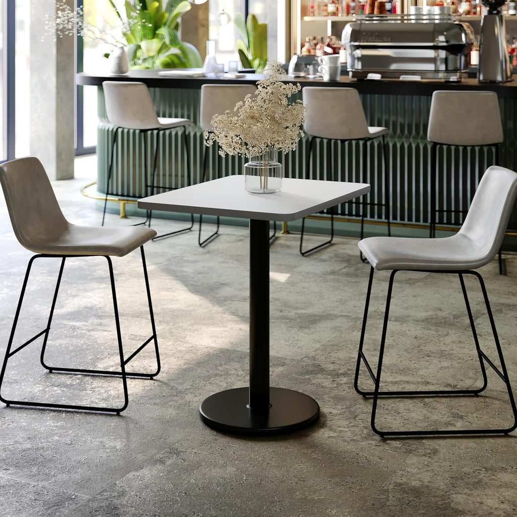 Flash Furniture Graniss 24'' x 30'' Rectangular White Laminate Table Top with 18'' Round Table Height Base