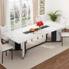 7-Piece Dining Table Set for 8 10 People, 94" Large Long Wooden Kitchen Table with 6 Cushion Chairs W/Waterproof Tabletop, Farmhouse Rectangular Dinner Table for Dining Room,Kitchen,Easy Clean