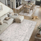 PureCozy Gray Entryway Area Rug 2x3 Door Mat Machine Washable Kitchen Vintage Distressed Non Slip Carpet Indoor Grey Retro Floral Accent Throw Small Rug for Bathroom Office Bedroom Dining Living Room