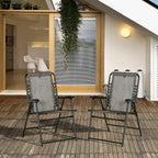 Set of 2 Patio Folding Chairs, Outdoor Bungee Sling Chairs w, Armrests, Portable Lawn Chairs for Camping, Garden, Pool, Beach, Backyard, Gray