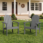 SERWALL Stackable Modern Adirondack Chairs Set of 4, HDPE Outdoor Patio Chairs with Space-Saving Design, All-Weather Fire Pit Chairs with Widened Seat for Deck, Backyard, Garden, Lawn (Grey)