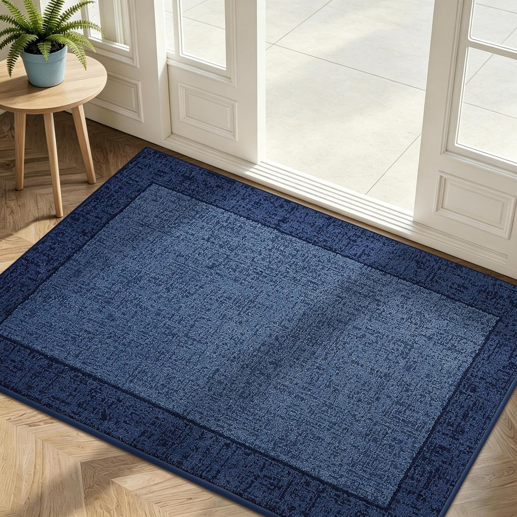 Dirt Trapper Door Mat 32"x 48", Non Slip Washable Doormat, Stain Resist and Absorbent Welcome Mat, Floor Mats,Low Profile Entrance Dog Door Mats for Front Back Door,Blue
