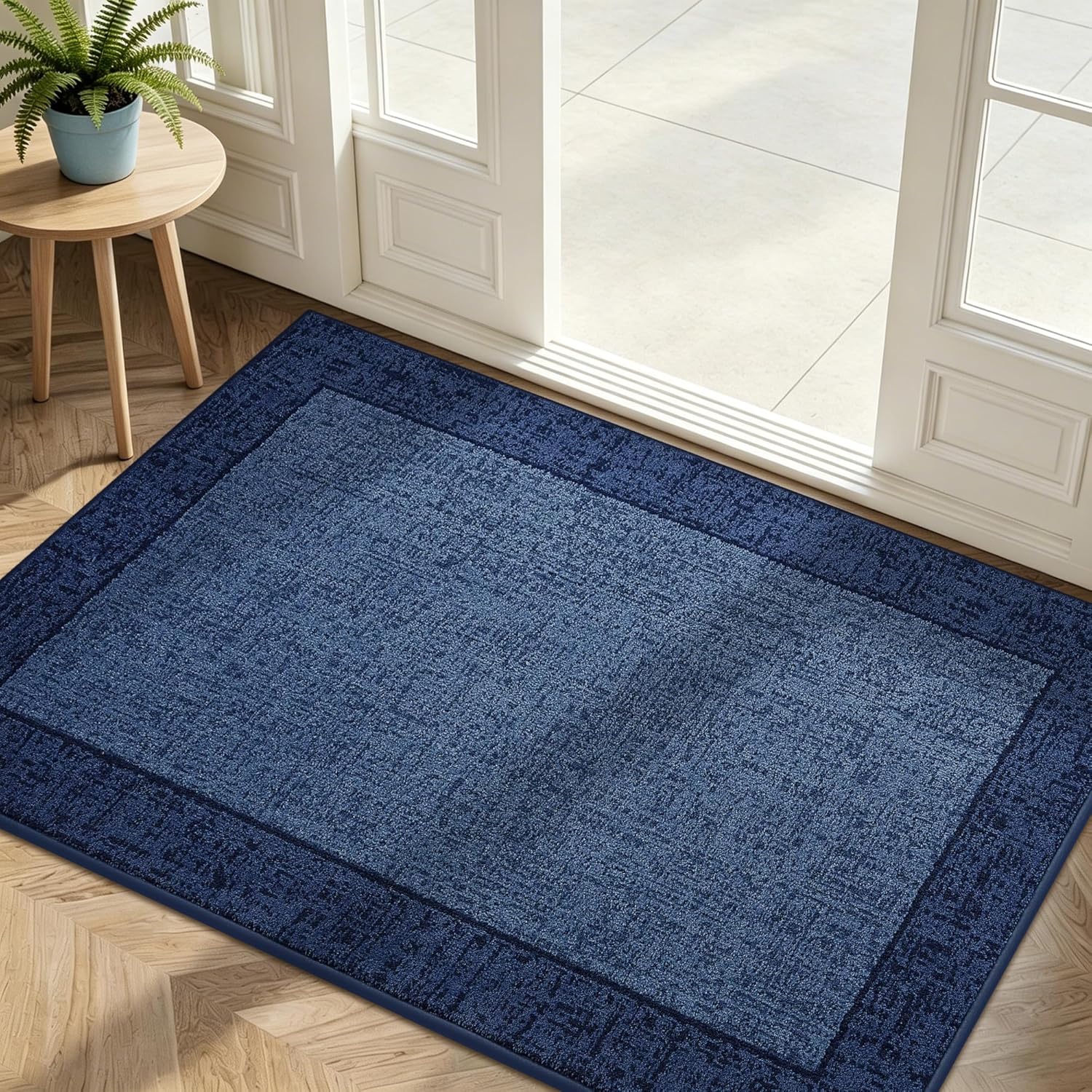 Dirt Trapper Door Mat 32"x 48", Non Slip Washable Doormat, Stain Resist and Absorbent Welcome Mat, Floor Mats,Low Profile Entrance Dog Door Mats for Front Back Door,Blue