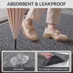 Front Door Mat Indoor Entrance 17"x30", Low-Profile Non Slip Inside Doormat for Entryway, Dirt Resistant Absorbent Front Porch Back Door Welcome Entry Door Mats, Washable Easy Clean, Gray