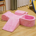 Lamerge Kids Couch, 5-in1 Modular Sectional Toddler Playing Sofa, Glow-in-The-Dark Climbing Blocks Toys, Multi-Combination, Ages 1-3, Hands-on Skills and Imagination (Pink Cloud, B)