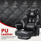 Clome 500lbs Big and Tall Office Chair Adjustable Lumbar Support for Back Pain, Extra Wide Seat Executive Office Chair Thick Armrest Pad, Heavy Duty Base Ergonomic Computer Desk Chair