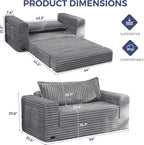 MAXYOYO Convertible Sofa Bed, 2 in 1 Folding Couch Bed for Small Space, Pull Out Loveseat Sofa Couch with Large Back Pillow, Plush Faux Fabric Lounge Couch for Living Room, Apartment, Grey